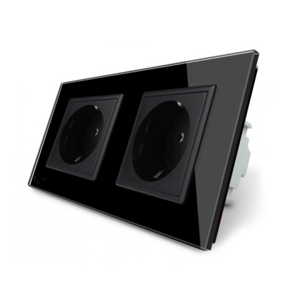 Enchufe Socket doble EU 16A, frontal negro LIVOLO