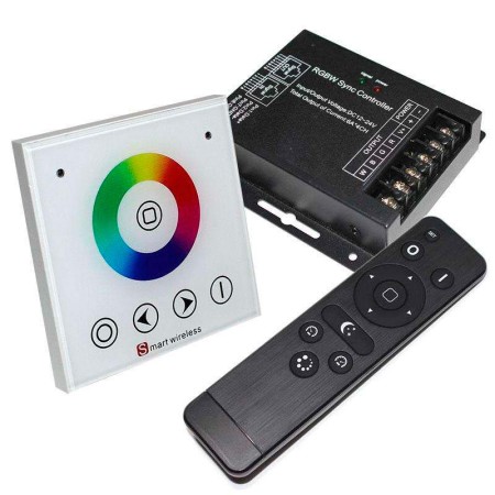 Controlador RF RGBW táctil empotrable + mando a distancia