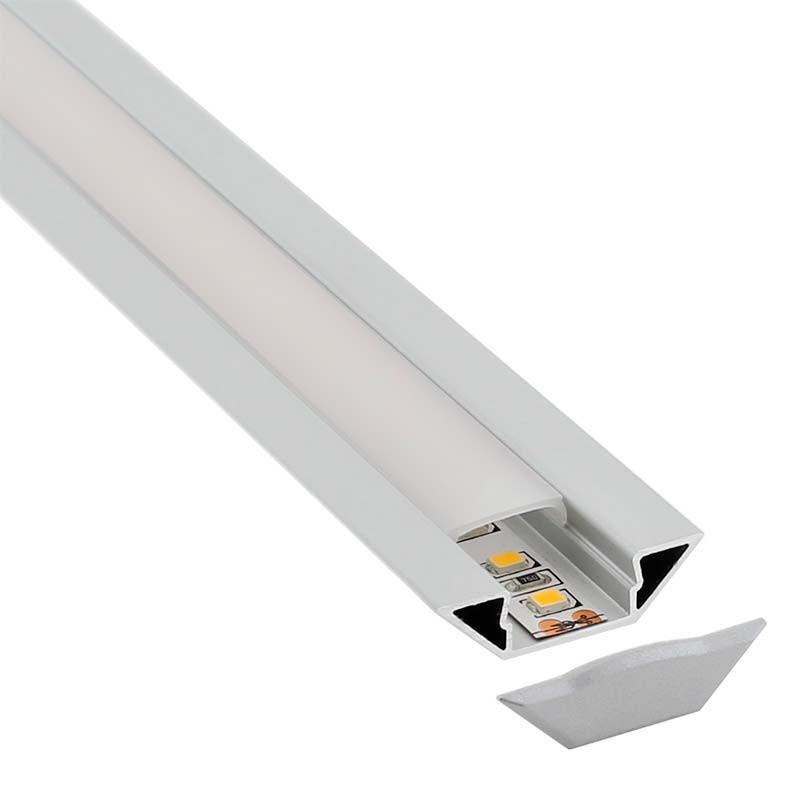 KIT - Perfil aluminio SINGE para tiras LED, 1 metro