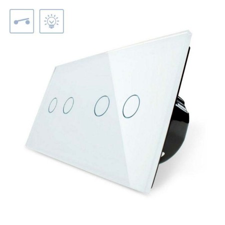Interruptor táctil, 4 botones, frontal blanco LIVOLO