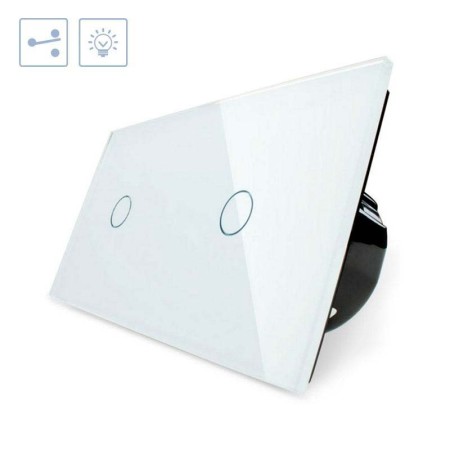 Conmutador táctil, 2 botones, frontal blanco LIVOLO