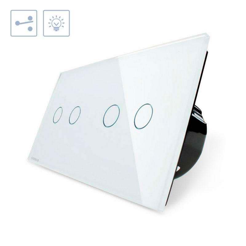 Conmutador táctil, 4 botones, frontal blanco LIVOLO