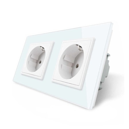 Enchufe Schuko doble EU 16A, frontal blanco LIVOLO