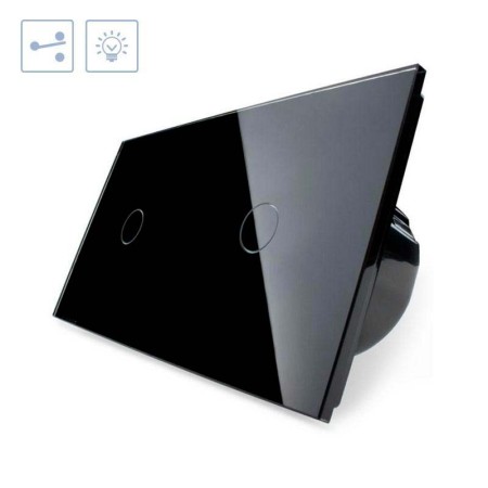 Conmutador táctil, 2 botones, frontal negro LIVOLO