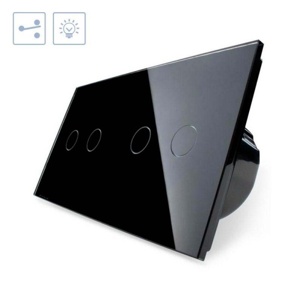 Conmutador táctil, 4 botones, frontal negro LIVOLO