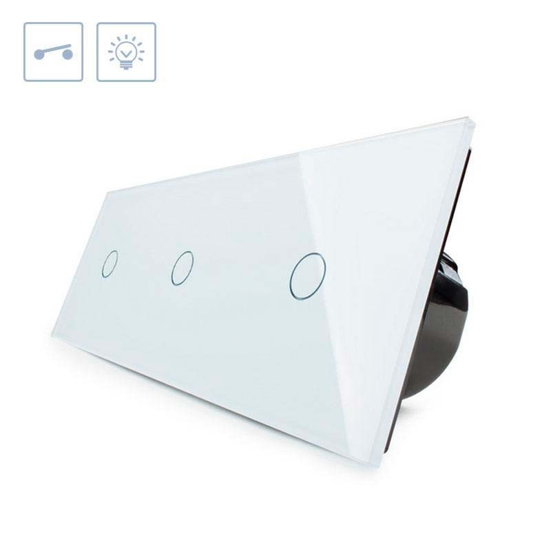 Interruptor 3 módulos táctil, 3 botones, frontal blanco LIVOLO