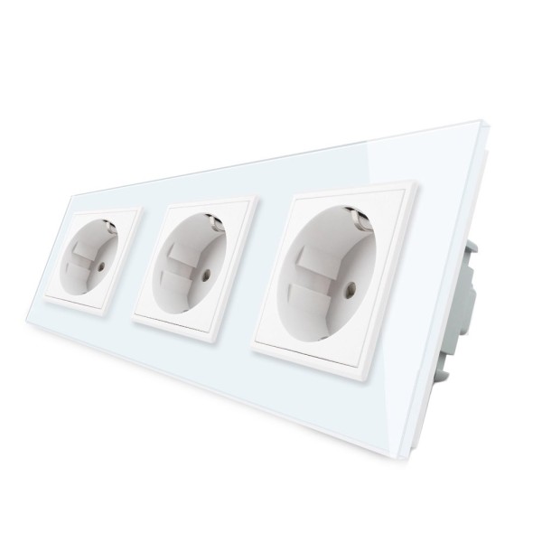 Enchufe triple tipo SCHUKO EU de 16A, frontal blanco LIVOLO