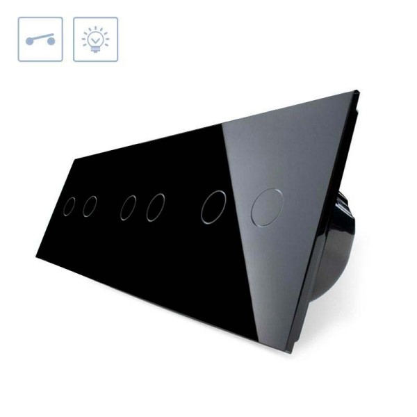 Interruptor táctil, 6 botones, frontal negro LIVOLO