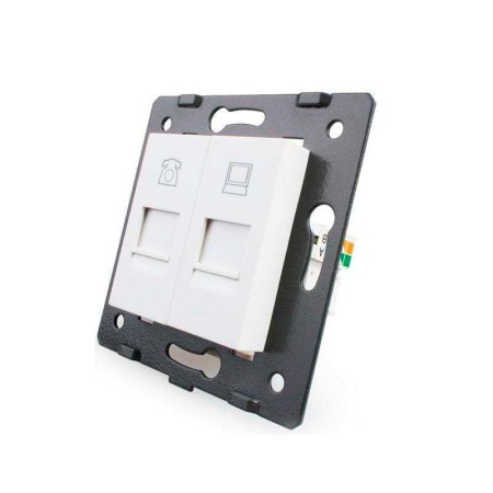 Mecanismo de empotrar Teléfono RJ11 + Red RJ45, blanco LIVOLO