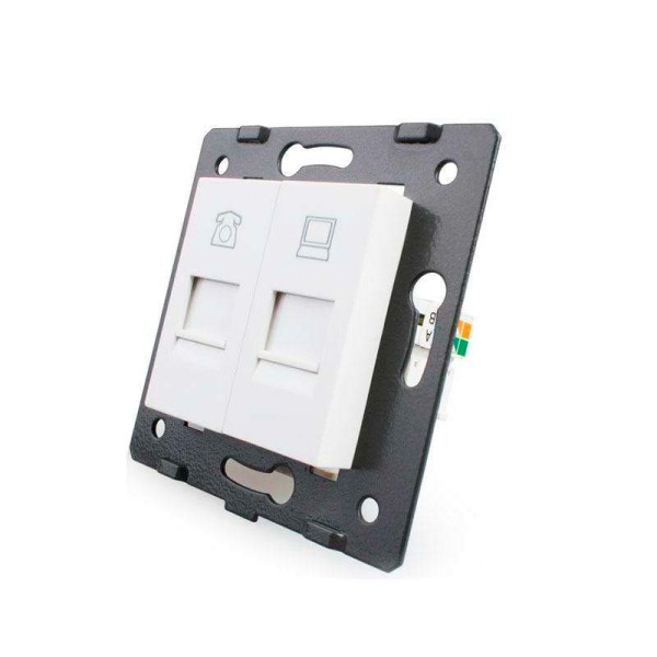 Mecanismo de empotrar Teléfono RJ11 + Red RJ45, blanco LIVOLO