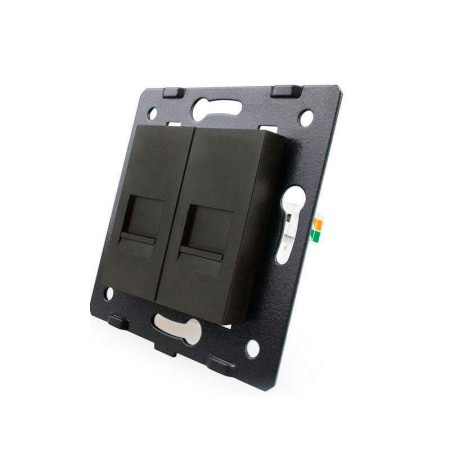 Mecanismo de empotrar Teléfono RJ11 + Red RJ45, negro LIVOLO