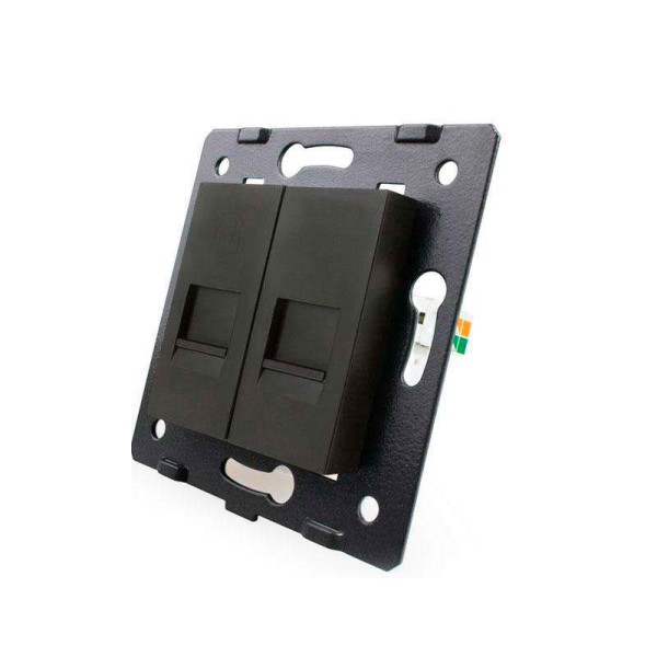 Mecanismo de empotrar Teléfono RJ11 + Red RJ45, negro LIVOLO