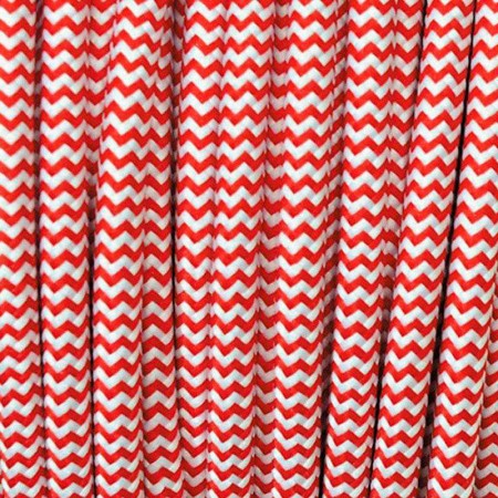 Cable textil redondo 2x0,75mm, 1m, rojo-blanco