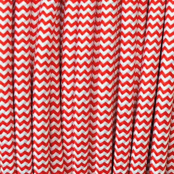 Cable textil redondo 2x0,75mm, 1m, rojo-blanco