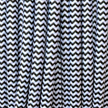 Cable textil redondo 2x0,75mm, 1m, negro-blanco