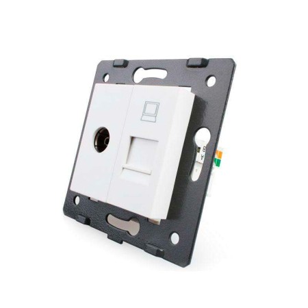 Mecanismo de empotrar TV + Red RJ45, blanco LIVOLO