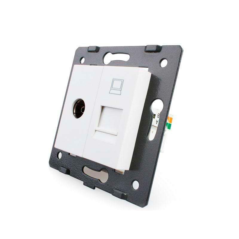 Mecanismo de empotrar TV + Red RJ45, blanco LIVOLO