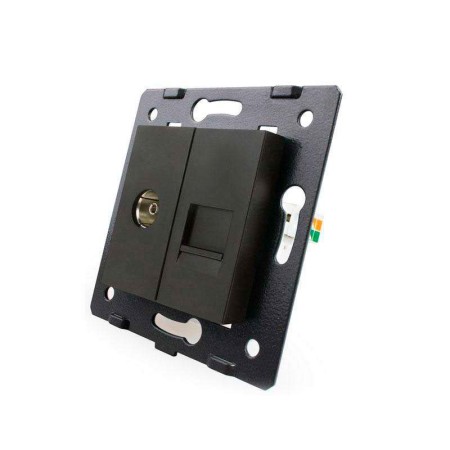 Mecanismo de empotrar TV + Red RJ45, negro LIVOLO