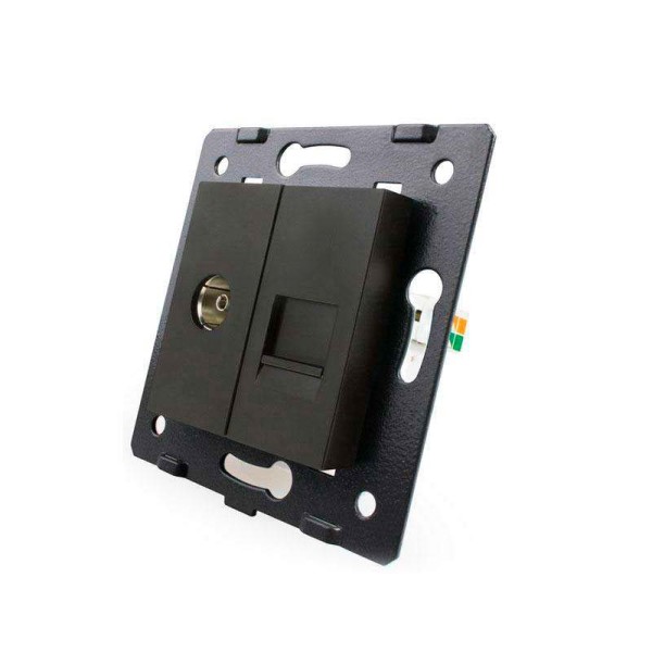 Mecanismo de empotrar TV + Red RJ45, negro LIVOLO