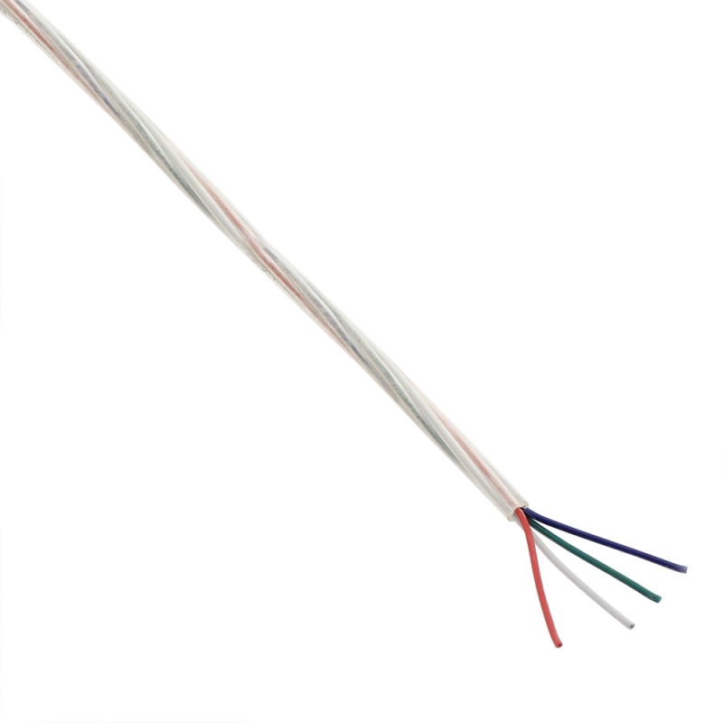 Cable redondo transparente 4x0,50mm RGB, 1m