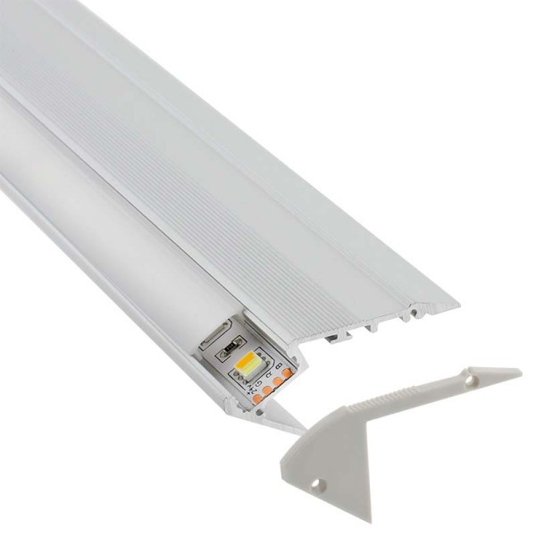 KIT - Perfil aluminio STAIR para tiras LED, 1 metro