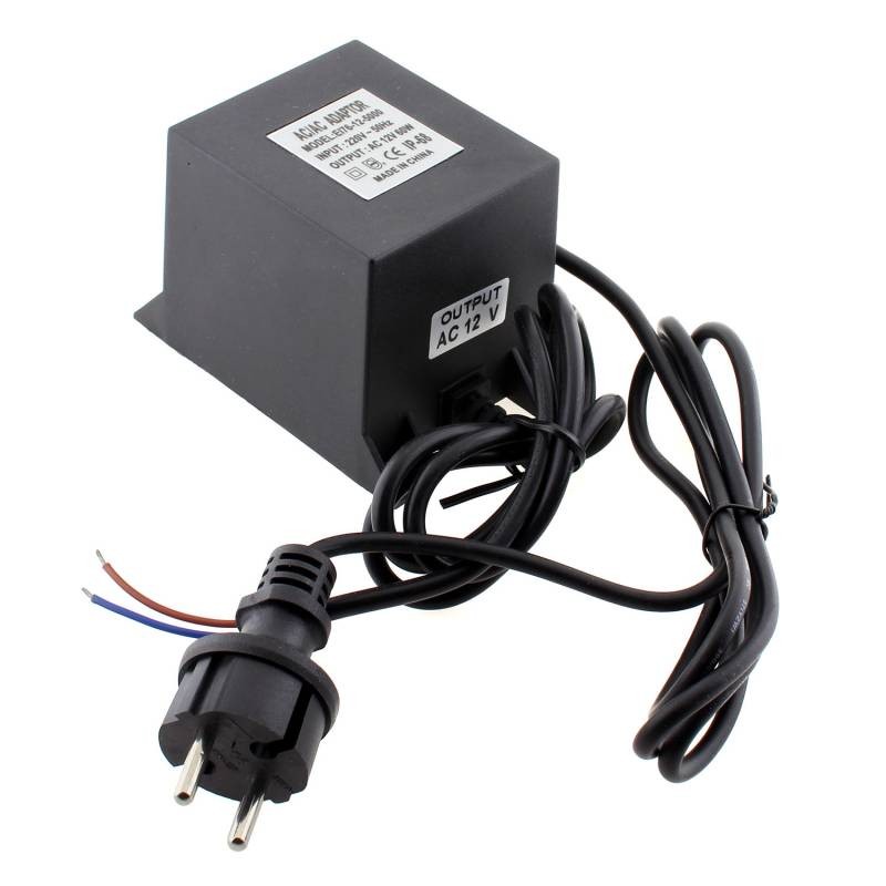 Adaptador de corriente de 220V AC a 12V AC, 60W, IP68