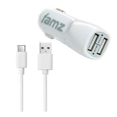 Cargador de Coche Universal USB tipo C 2.1A Blanco