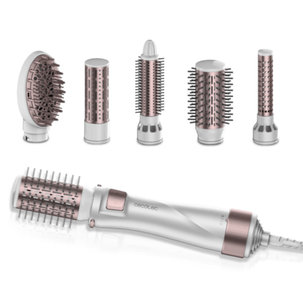 Cecotec 03446 Utensilio de peinado Herramienta de peinado con múltiples accesorios Caliente Gris, Oro rosado 1000 W 1,8 m