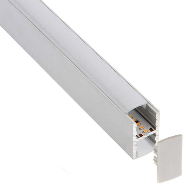 KIT - Perfil aluminio KEN para tiras LED, 2 metros