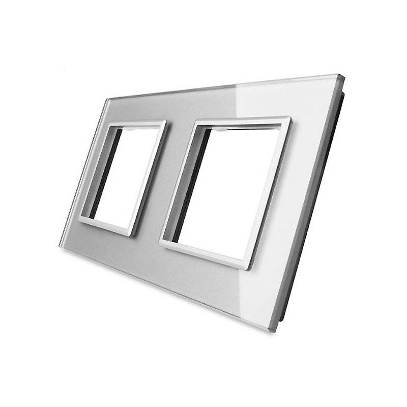 Frontal cristal gris 2x huecos LIVOLO