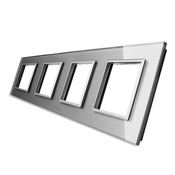 Frontal 4x cristal gris, 4x huecos LIVOLO