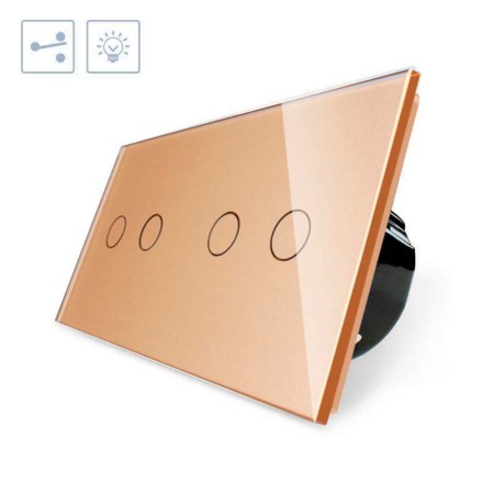 Conmutador táctil, 4 botones, frontal golden LIVOLO