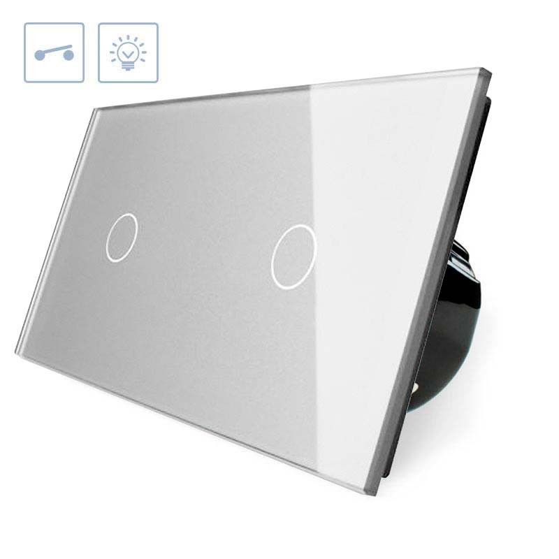 Interruptor táctil, 2 botones, frontal gris LIVOLO