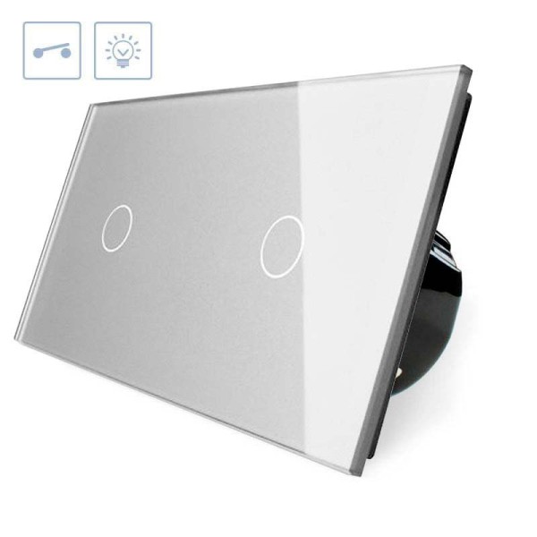 Interruptor táctil, 2 botones, frontal gris LIVOLO