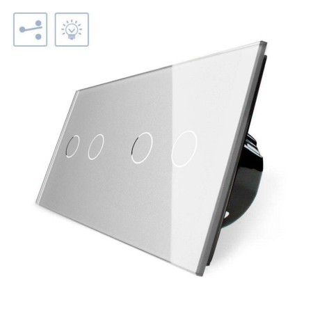 Conmutador táctil, 4 botones, frontal gris LIVOLO