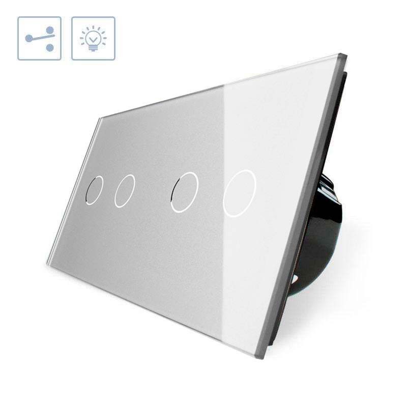 Conmutador táctil, 4 botones, frontal gris LIVOLO