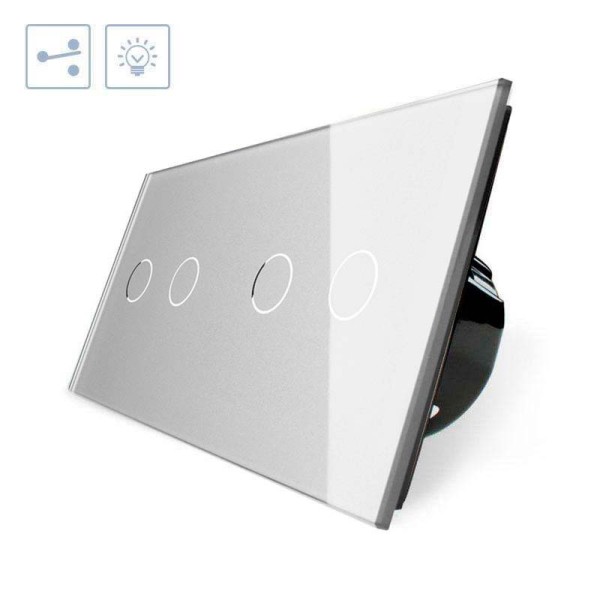 Conmutador táctil, 4 botones, frontal gris LIVOLO