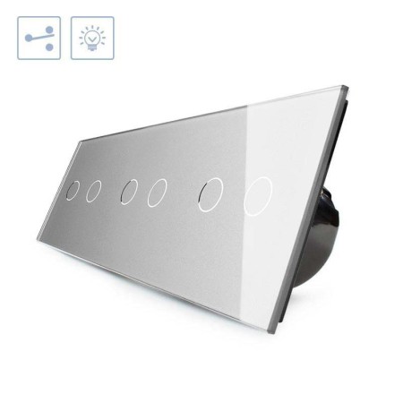 Conmutador táctil, 6 botones, frontal gris LIVOLO