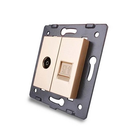 Mecanismo de empotrar TV + Red RJ45, golden LIVOLO