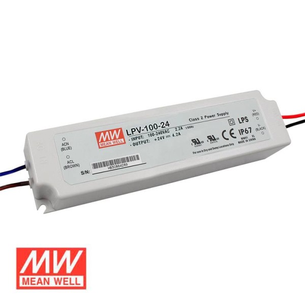 Fuente de alimentación IP67, DC24V/100W/4,16A Mean Well LPV-100-24