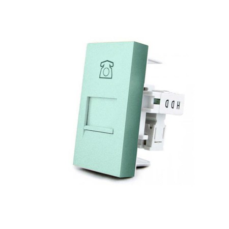 Conector Teléfono RJ11 verde para mecanismo de empotrar LIVOLO