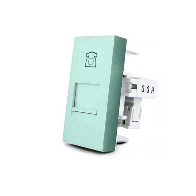 Conector Teléfono RJ11 verde para mecanismo de empotrar LIVOLO