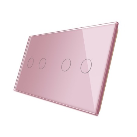 Frontal 2x cristal rosa, 4 botones LIVOLO