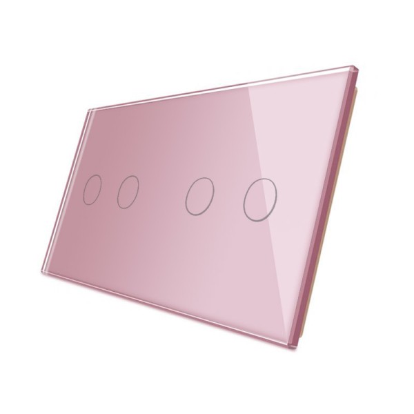 Frontal 2x cristal rosa, 4 botones LIVOLO