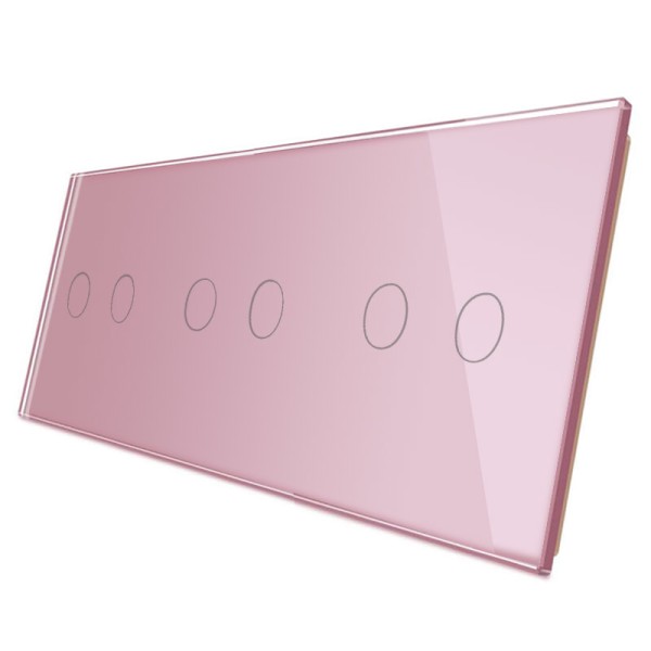 Frontal 3x cristal rosa, 6 botones LIVOLO