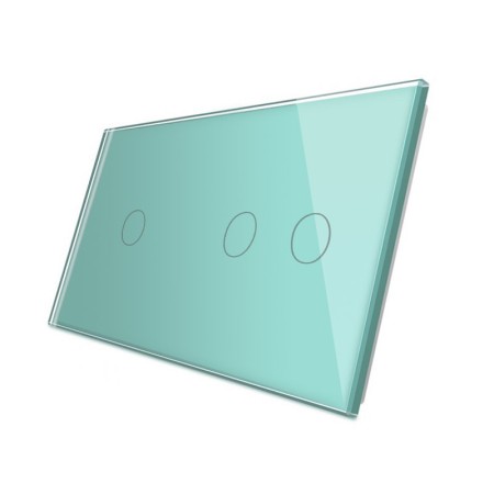 Frontal 2x cristal verde, 3 botones LIVOLO