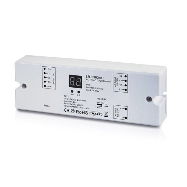 DALI Driver AC100-240V, 1,2A, 2CH,576W, Regulable