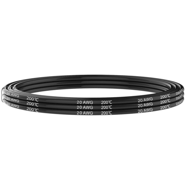 Cable anticalórico de silicona 1x0,50mm, 1m, negro
