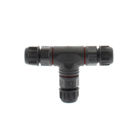 Conector T IP67, 80mm, Ø7-4mm, 3 cables 0.5-2.5mm2, 16A