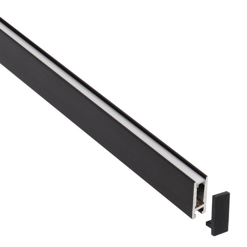Perfil aluminio PHANTER S2 para tiras LED, 1 metro, negro